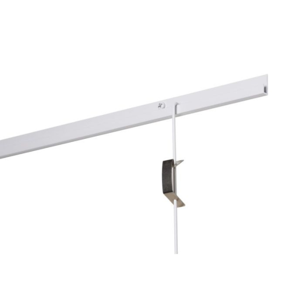 J-Rail STAS blanc avec tringles - Accrochage tableau sur rail plafond