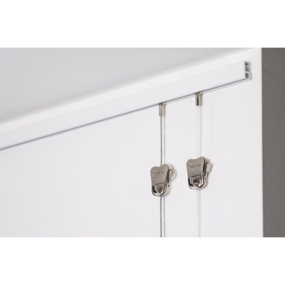 Minirail STAS blanc avec tringles - Rail mural suspension tableau